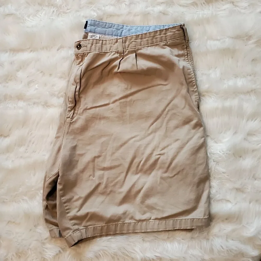Saddlebred Men's Big And Tall Pleated Front Kahki Shorts Size 50W